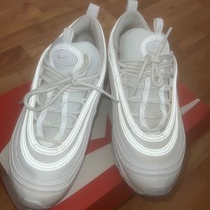 All white Nike air max 97